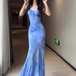 Beautiful step by step lotus fishtail dress sexy temperament holiday show figure suspender skirt R1568