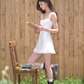 Heavy French romantic vacation suspender dress French temperament design short skirt R3326
