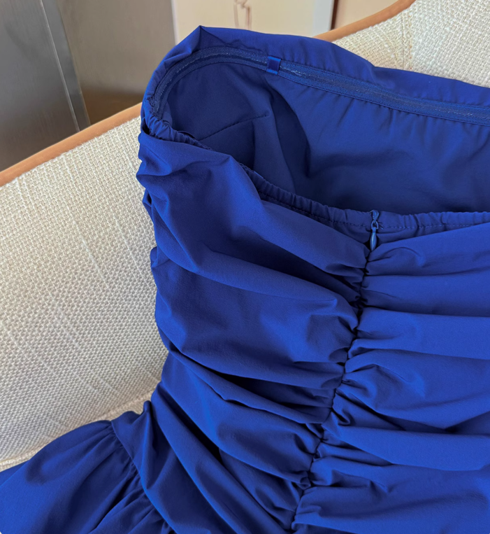 Pure desire tube top vest for women summer new style pleated design waist slimming short skirt R4029