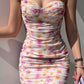 White retro rose flower suspenders waist sexy hip skirt homecoming dress R3179