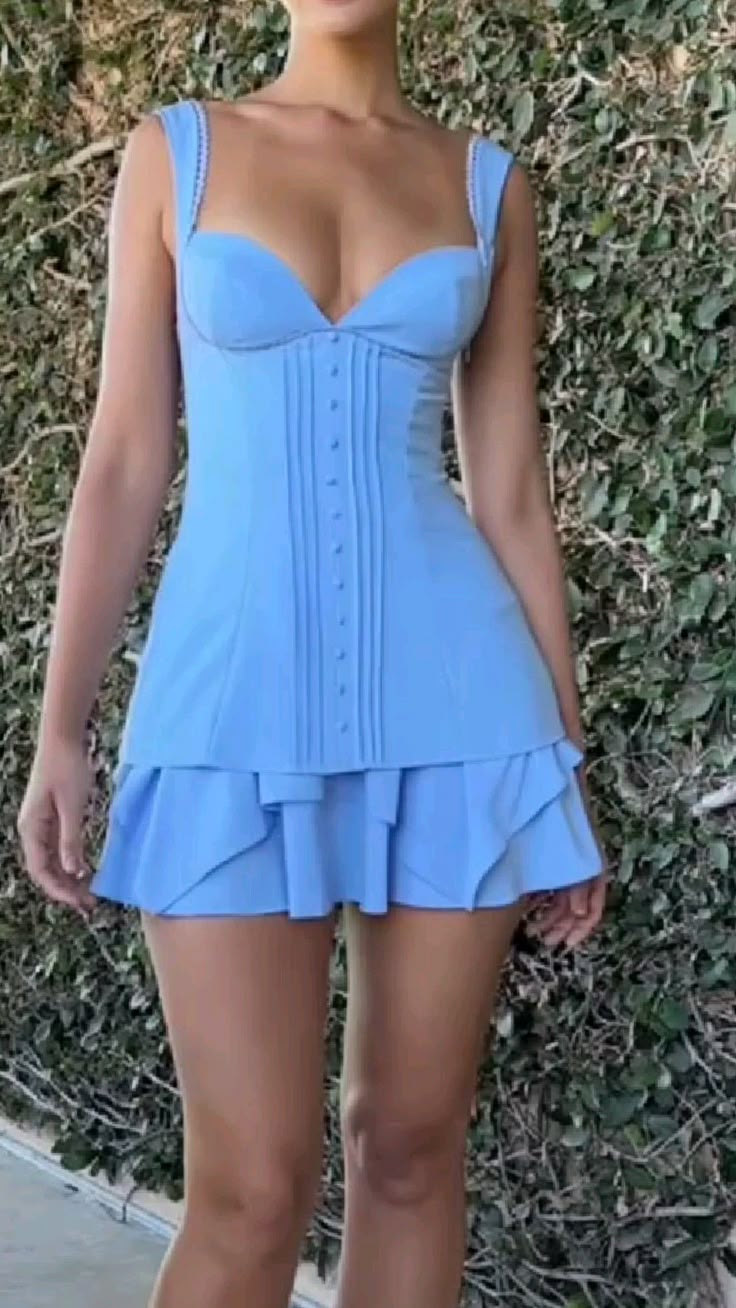 Blue suspender fishbone waist slim skirt homecoming dress R3051