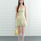 Plaid sweet girl style vest dress female summer A-line French slim suspender skirt R3336