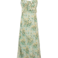 2025 Summer New Green Floral French Tea Break Seaside Vacation Long Dress R0975