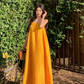 Relaxed yellow tassel sling white dress holiday temperament long dress beautiful beach dress R1621