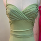 Green Chiffon Prom Dress Spaghetti Straps Evening Dress     S7015