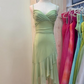 Green Chiffon Prom Dress Spaghetti Straps Evening Dress     S7015