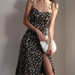 European and American slim fit slit dress retro long dress suspender dress R2859