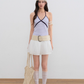 Mesh girly white A-line skirt summer design niche playful short skirt R3335
