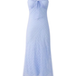 2025 Summer New Blue Mermaid Princess French Flying Sleeve Plaid Long Dress R0957