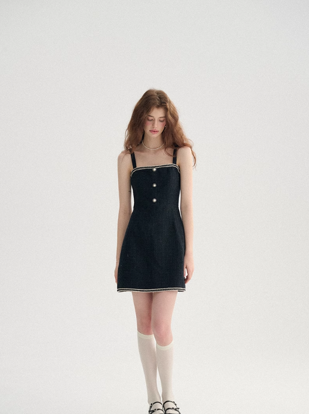 French Chanel style suspender skirt black short skirt knitted dress R2758