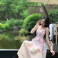 Fresh and elegant gradient print dress female 2025 new French gentle style flower suspender skirt R4380