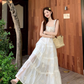 Fairy waist skirt travel photo shoot long skirt exposed waist suspender dress R1763