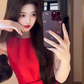 Red waist vest dress temperament dress puffy skirt R0548