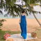 Klein blue sleeveless suspender dress loose lazy style seaside holiday atmosphere dress R1633