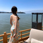 Retro floral suspender dress, beautiful temperament beach dress R0602
