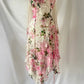 Pink printed suspenders waist slim fit sexy irregular skirt dress homecoming dress R2628