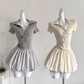 Ballet style French dress 2025 new knitted patchwork short skirt puffy skirt R2050