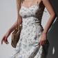 French retro girl fresh floral suspender skirt slim fit waist short skirt R2809