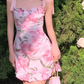 Pink floral suspenders slim waist lace skirt short skirt prom dress homecoming dress R3054