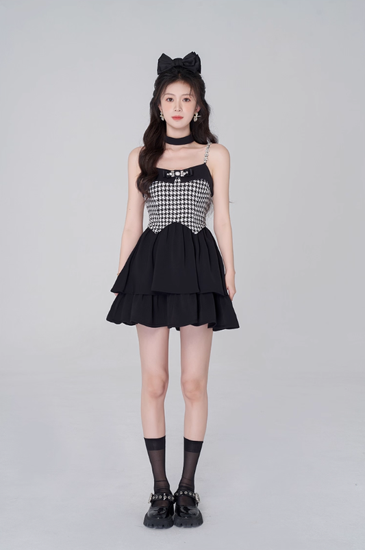 Pure desire little fragrance style suspender dress black sweet princess dress R4143