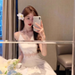 Temperament lace suspender dress waist dress long skirt R0488