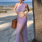 Photo skirt waist-baring one-shoulder dress design seaside atmosphere holiday beach skirt R1592