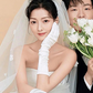 Off-white satin glossy medium-length wedding dress gloves     S6235