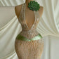 Nude Sequined Diamond Halter Sexy Hip Skirt homecoming dress R2452