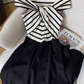 Navy collar gentle style dress women's new black and white waist temperament dress long skirt R3998