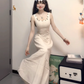 White sleeveless vest dress gentle style waist slim hip skirt R0589