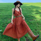 Beach holiday dress travel wear chiffon retro red dress floral loose suspender beach dress R1599