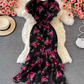 Ruffled waist slimming temperament lady V-neck hip fishtail chiffon dress fashionable dress skirt R0370