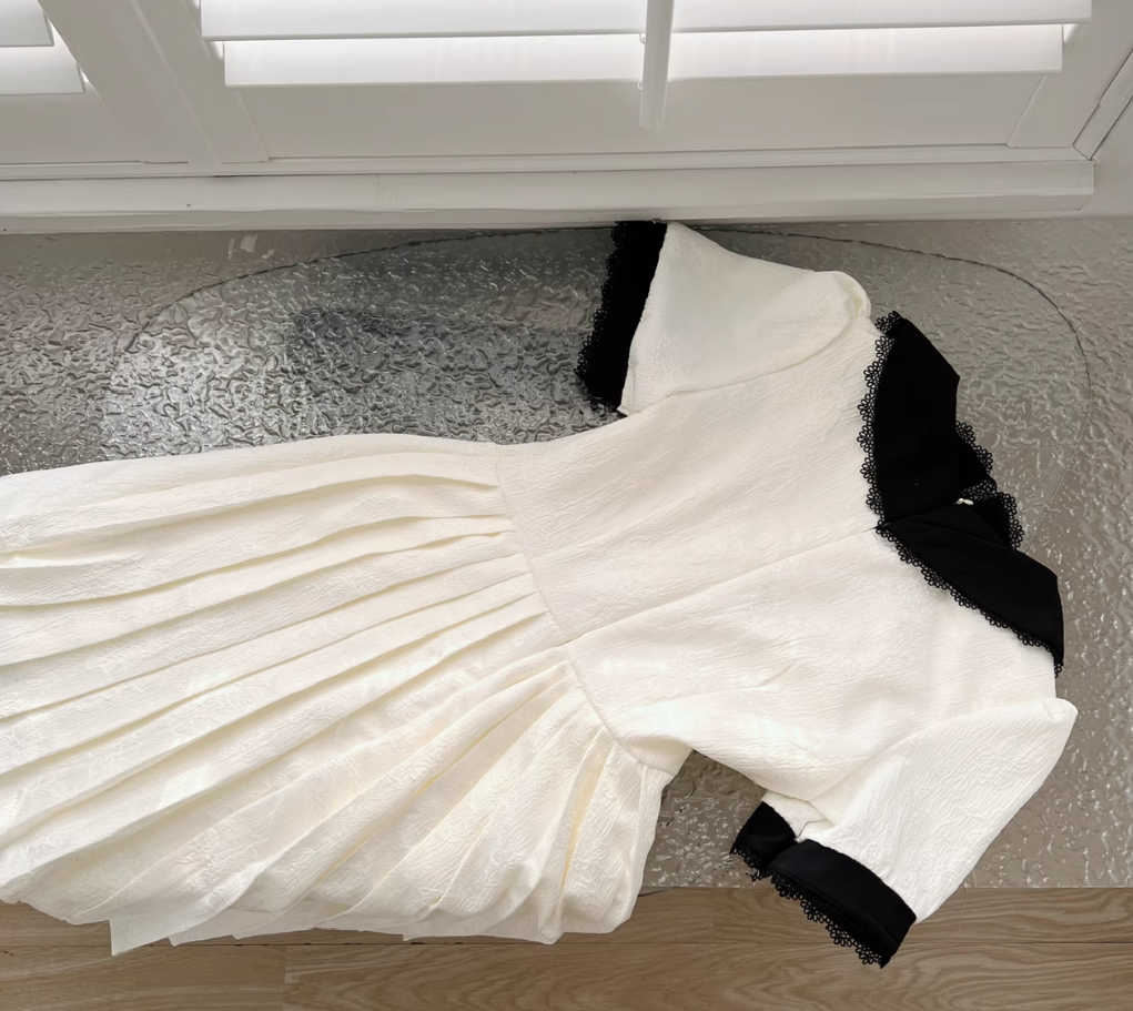 College style jacquard texture doll collar first love feeling girl fluffy dress R2102