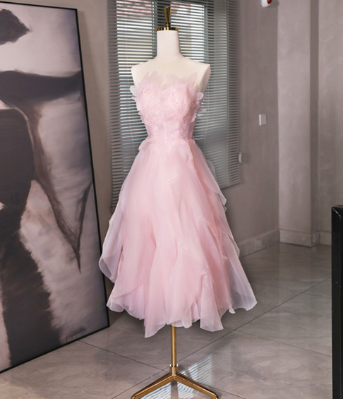 Sweet Pink Homecoming Dress , Floral Corset Mini Birthday Dress Party Dress RS1434