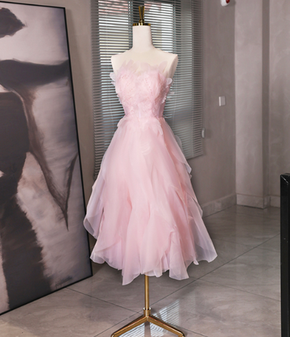 Sweet Pink Homecoming Dress , Floral Corset Mini Birthday Dress Party Dress RS1434