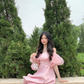 Puffy Sweet Women's Homecoming Dress Pink Waist Fitted Short Prom Gown Party Dress RS3396