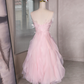 Sweet Pink Homecoming Dress , Floral Corset Mini Birthday Dress Party Dress RS1434