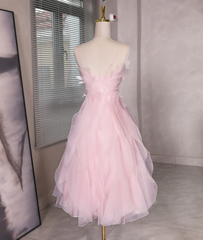 Sweet Pink Homecoming Dress , Floral Corset Mini Birthday Dress Party Dress RS1434