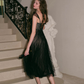 Flowy Tulle Women's Prom Gown Black Polka Dots Corset Maxi Evening Dress Birthday Dress — Fall Outfit 2026 New RS3193