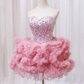 Charming Pink Homecoming Dress , Rhinestones Decor Corset Mini Birthday Dress RS1447