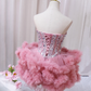 Charming Pink Homecoming Dress , Rhinestones Decor Corset Mini Birthday Dress RS1447