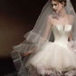 High End White Strapless A-Line Tulle Puffy Corset Floral Decor Mini Wedding Dress RS2213