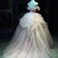 Puffy Tulle 3D Floral Corset Prom Gown , Sweet Women's Maxi Quinceanera Dress Ball Gown RS2217