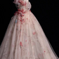 Pink Tulle 3D Floral Corset Prom Gown , Sweet Women's Maxi Quinceanera Dress Ball Gown RS2218