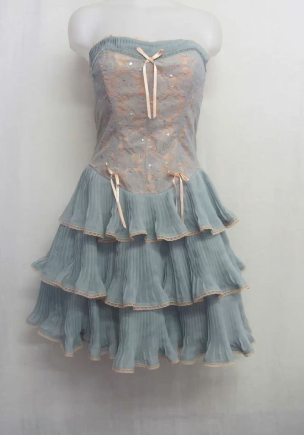 Ruffled Resort Corset Homecoming Dress , Blue Women's Mini Summer Dress RS2196