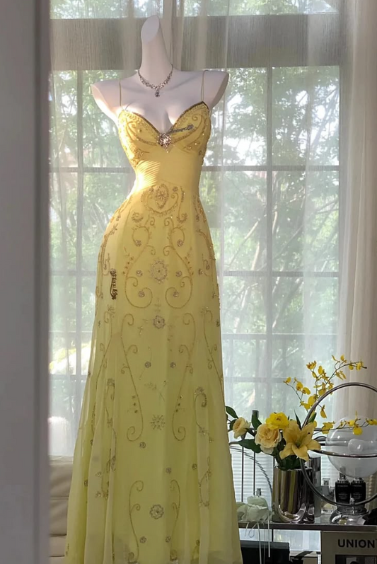 Chiffon Flowy Corset Prom Gown , Vibrant Women's Maxi Summer Dress Cami Dress RS2223