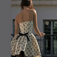 Minimalist Light Ivory A-Line Strapless Polka Dots Bodycon Mini Birthday Dress Homecoming Dress RS283