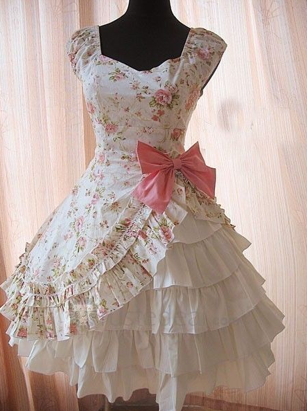 Ruffled Floral Corset Homecoming Dress , Retro Women's Mini Birthday Dress RS2207