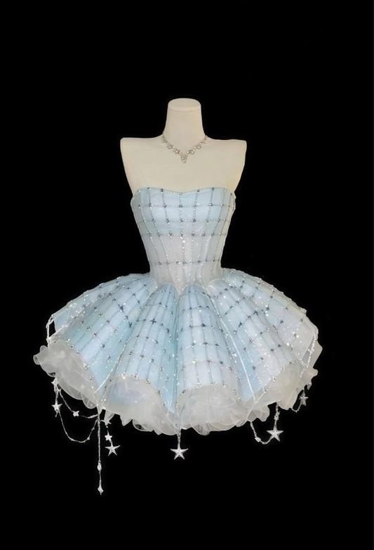 Beaded Glitter Corset Homecoming Dress , Puffy Women's Short Prom Dress Party Dress RS2233