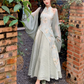 Fairy New Chinese Retro Temperament Splicing Printed Long Skirt Sleeveless Halter Neck Dress R1711